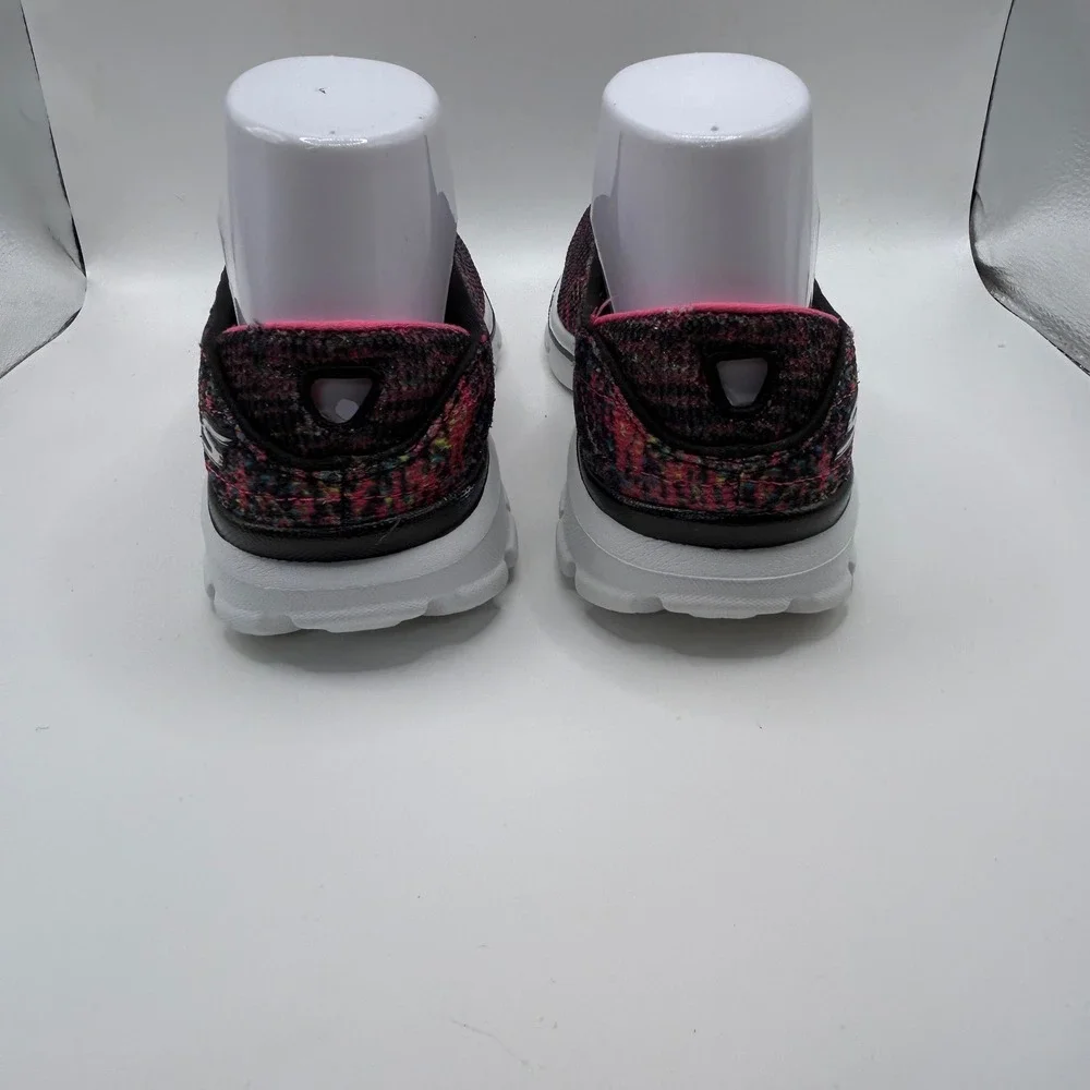 Skechers Women’s Slip-On Knit Sneakers in Black with Pink Accents